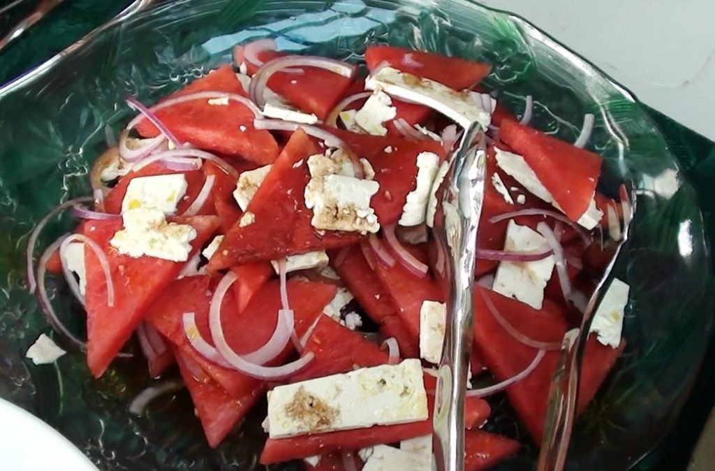 Watermelon, red onion & fetta salad
